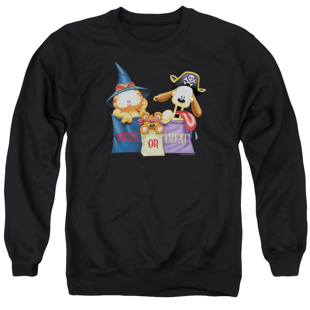 AN OFFCIALLY LICENSED GARFIELD GRAB BAGS ADULT UNISEX CREWNECK SWEATSHIRT BLACK
