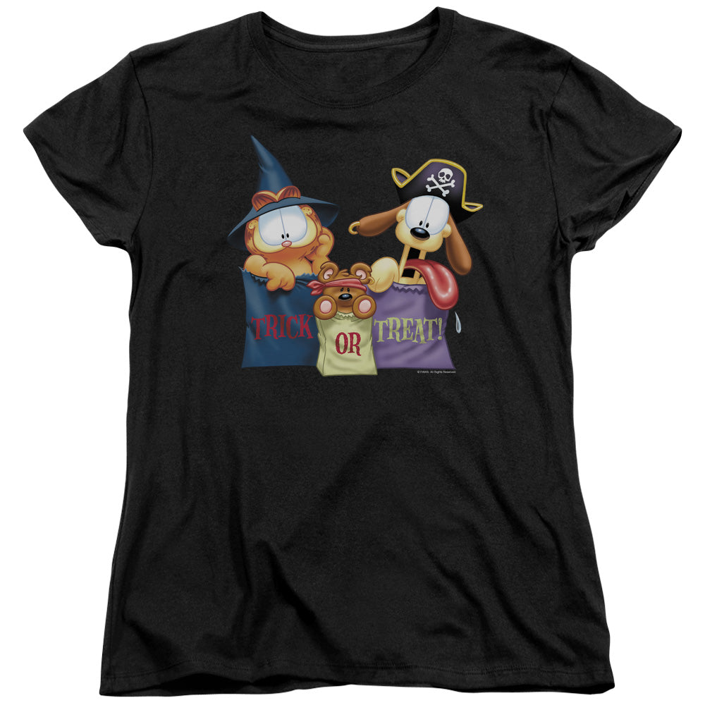 AN OFFCIALLY LICENSED GARFIELD GRAB BAGS WOMEN'S REGULAR FIT T-SHIRT BLACK