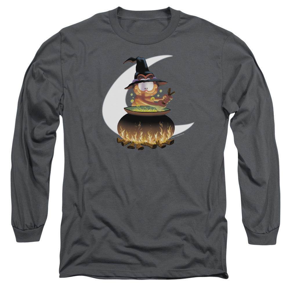 AN OFFCIALLY LICENSED GARFIELD STIR THE POT MEN'S LONG SLEEVE T-SHIRT CHARCOAL
