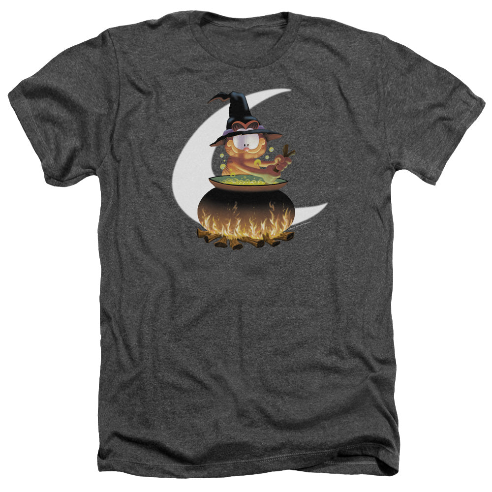 AN OFFCIALLY LICENSED GARFIELD STIR THE POT MEN'S HEATHER T-SHIRT CHARCOAL