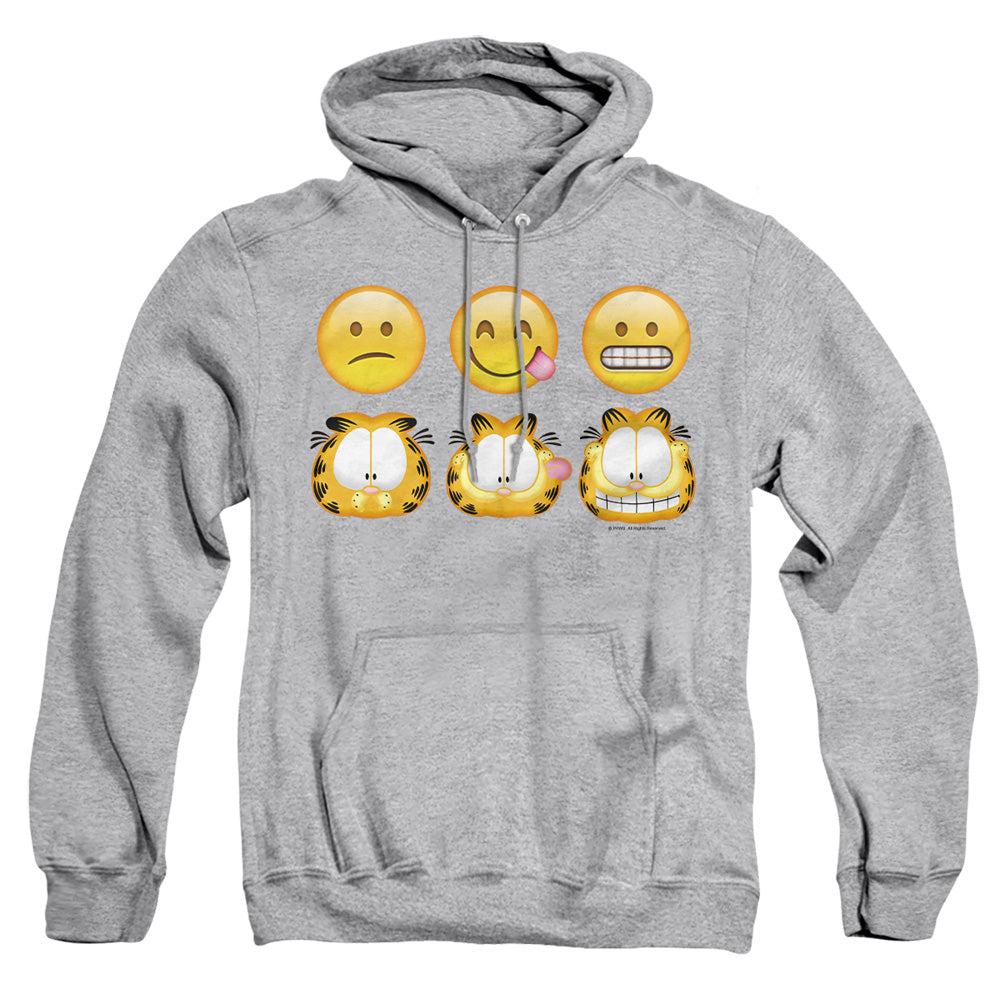 AN OFFCIALLY LICENSED GARFIELD EMOJIS ADULT UNISEX PULLOVER HOODIE ATHLETIC HEATHER