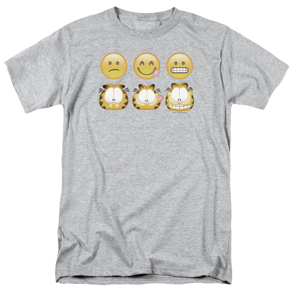 AN OFFCIALLY LICENSED GARFIELD EMOJIS MEN'S REGULAR FIT T-SHIRT ATHLETIC HEATHER