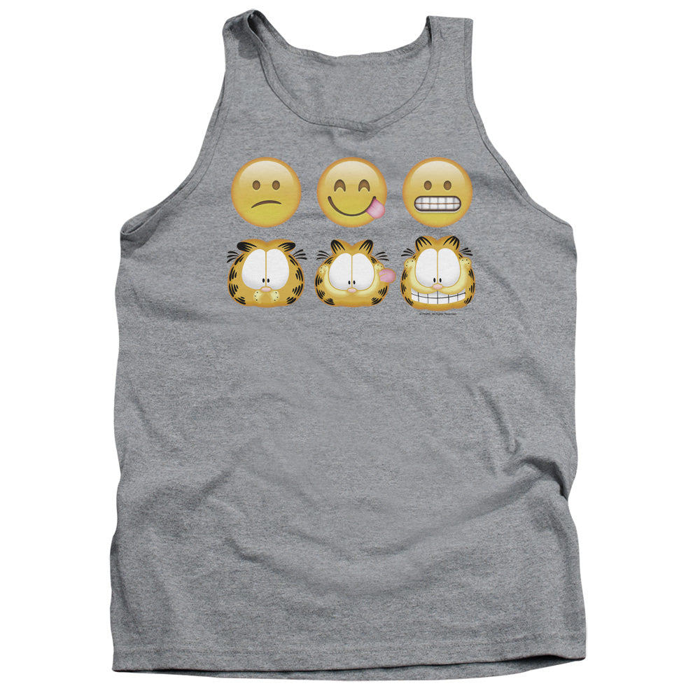 AN OFFCIALLY LICENSED GARFIELD EMOJIS ADULT UNISEX TANK TOP ATHLETIC HEATHER