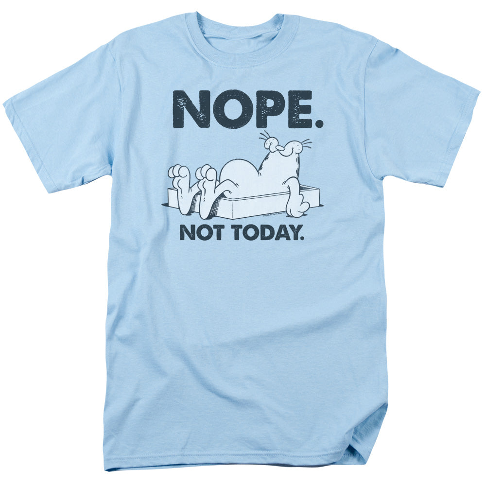 AN OFFCIALLY LICENSED GARFIELD NOPE MEN'S REGULAR FIT T-SHIRT LIGHT BLUE