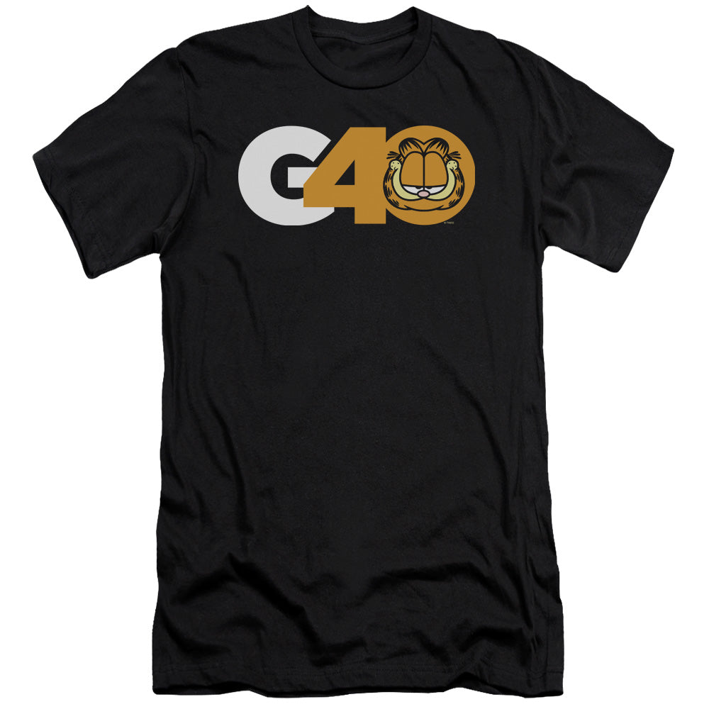 AN OFFCIALLY LICENSED GARFIELD G40 MEN'S PREMIUM SLIM FIT T-SHIRT BLACK