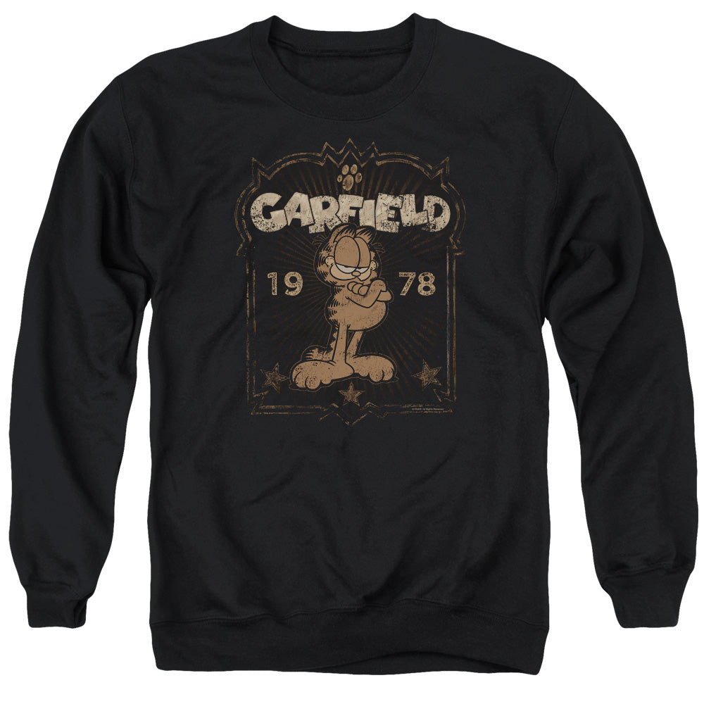 AN OFFCIALLY LICENSED GARFIELD EST 1978 ADULT UNISEX CREWNECK SWEATSHIRT BLACK