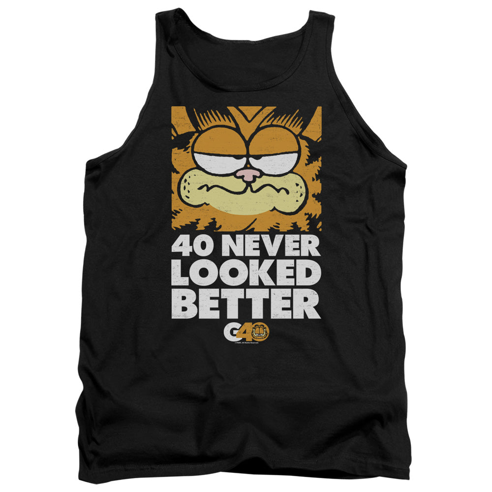 AN OFFCIALLY LICENSED GARFIELD 40 LOOKS ADULT UNISEX TANK TOP BLACK