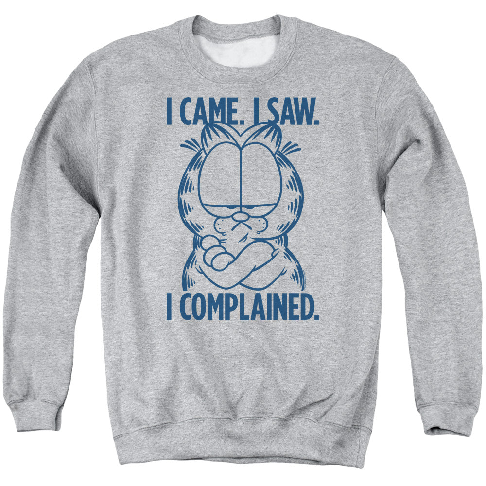 AN OFFCIALLY LICENSED GARFIELD I COMPLAINED ADULT UNISEX CREWNECK SWEATSHIRT ATHLETIC HEATHER