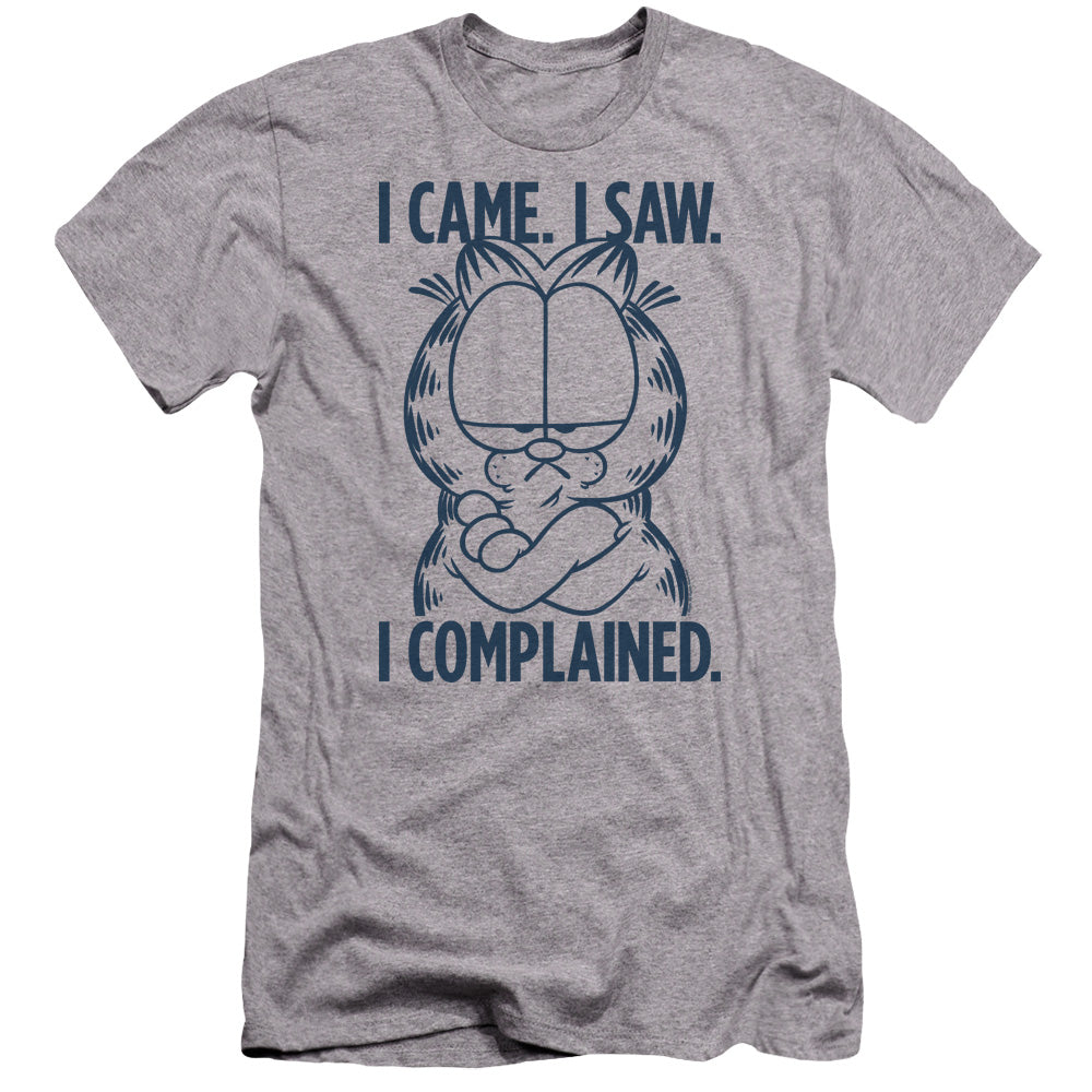 AN OFFCIALLY LICENSED GARFIELD I COMPLAINED MEN'S PREMIUM SLIM FIT T-SHIRT ATHLETIC HEATHER