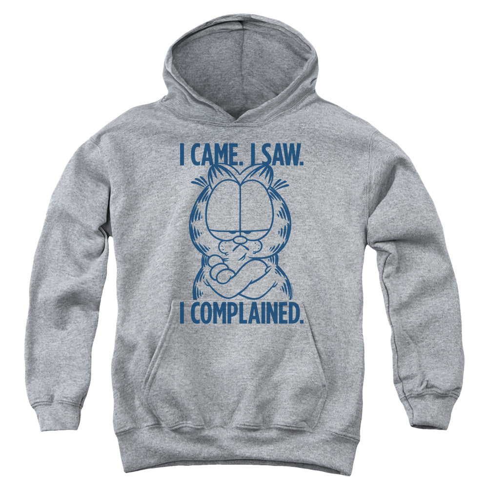 AN OFFCIALLY LICENSED GARFIELD I COMPLAINED YOUTH HOODIE ATHLETIC HEATHER