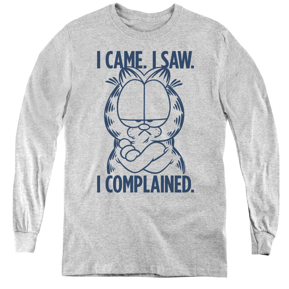 AN OFFCIALLY LICENSED GARFIELD I COMPLAINED YOUTH LONG SLEEVE T-SHIRT ATHLETIC HEATHER