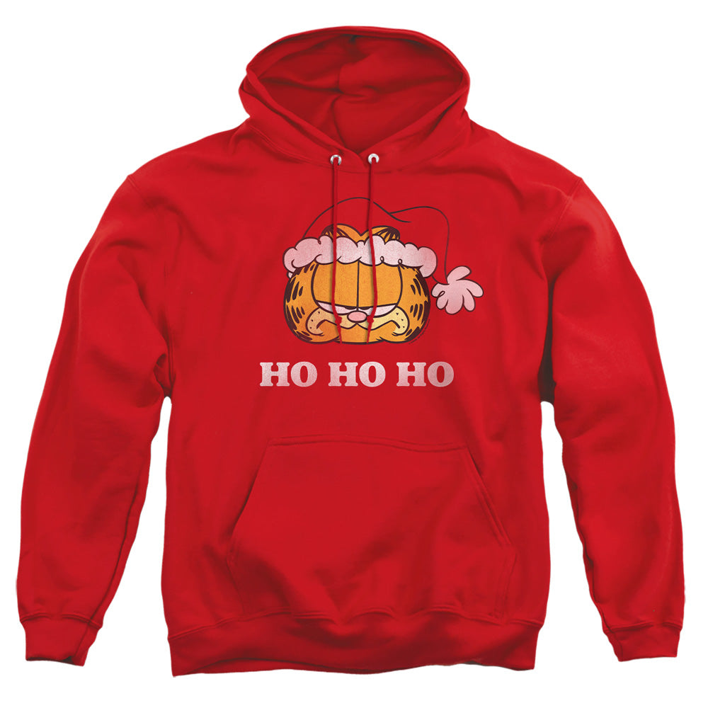 AN OFFCIALLY LICENSED GARFIELD HO HO HO ADULT UNISEX PULLOVER HOODIE RED