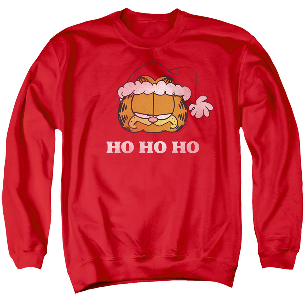 AN OFFCIALLY LICENSED GARFIELD HO HO HO ADULT UNISEX CREWNECK SWEATSHIRT RED