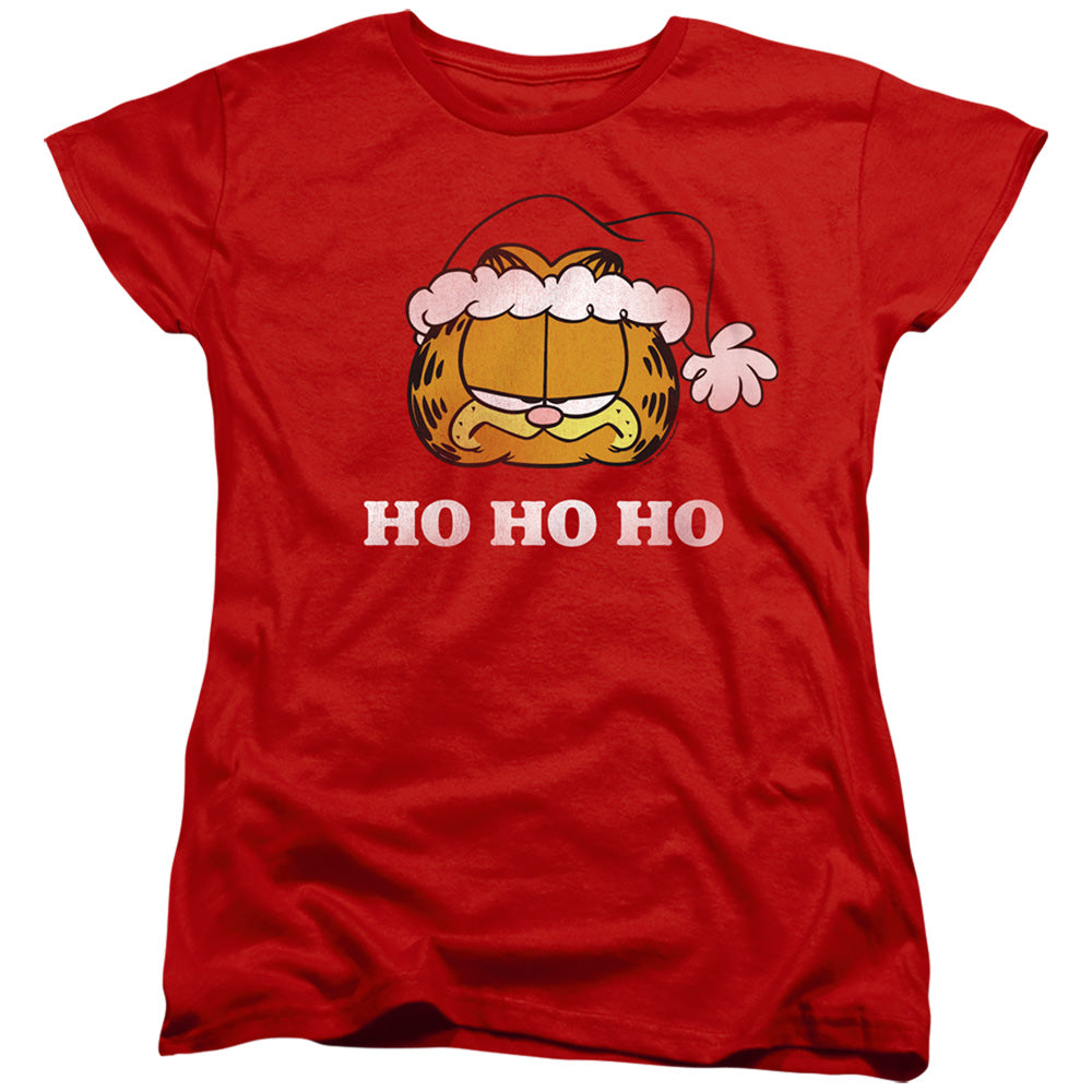 AN OFFCIALLY LICENSED GARFIELD HO HO HO WOMEN'S REGULAR FIT T-SHIRT RED