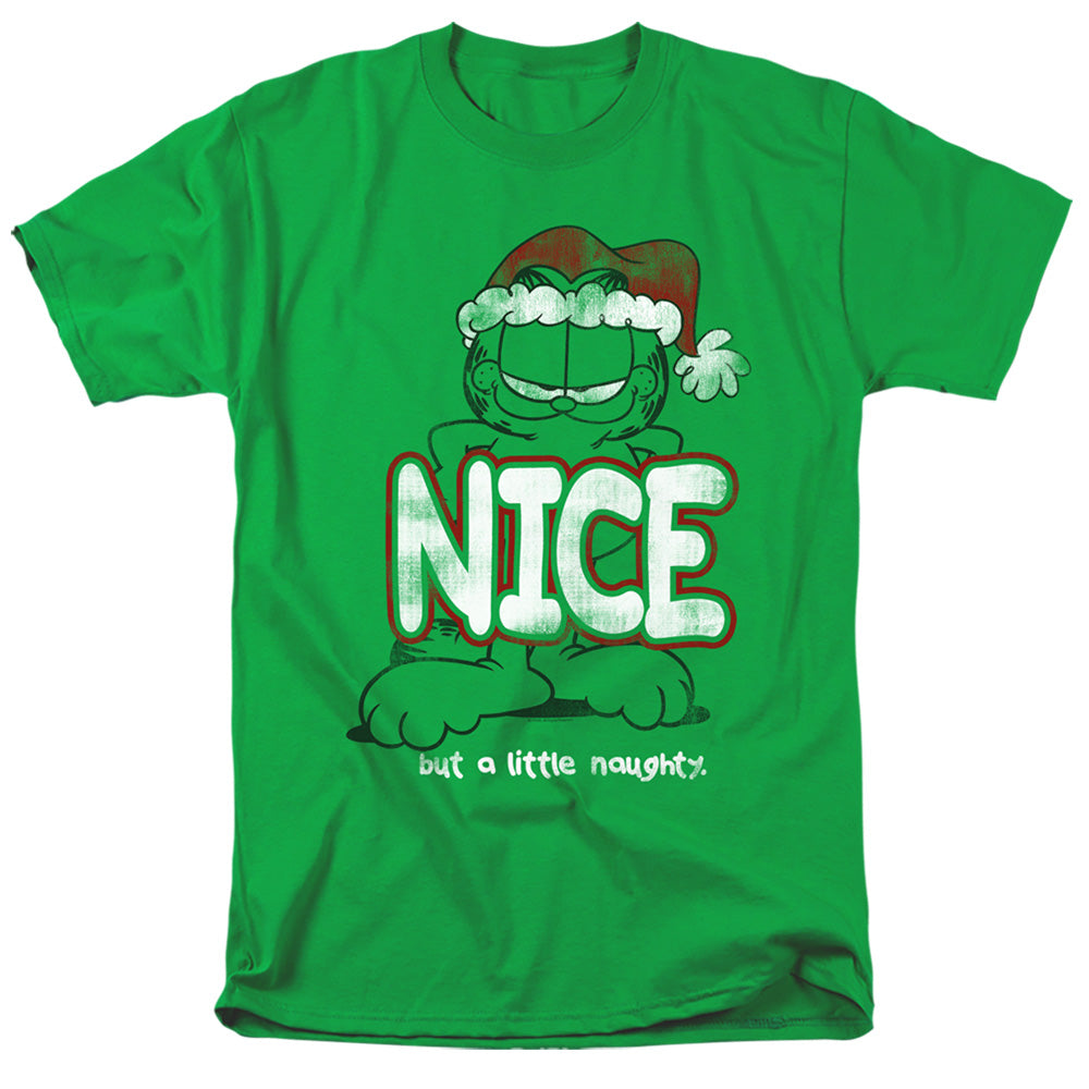 AN OFFCIALLY LICENSED GARFIELD A LITTLE NAUGHTY MEN'S REGULAR FIT T-SHIRT KELLY GREEN