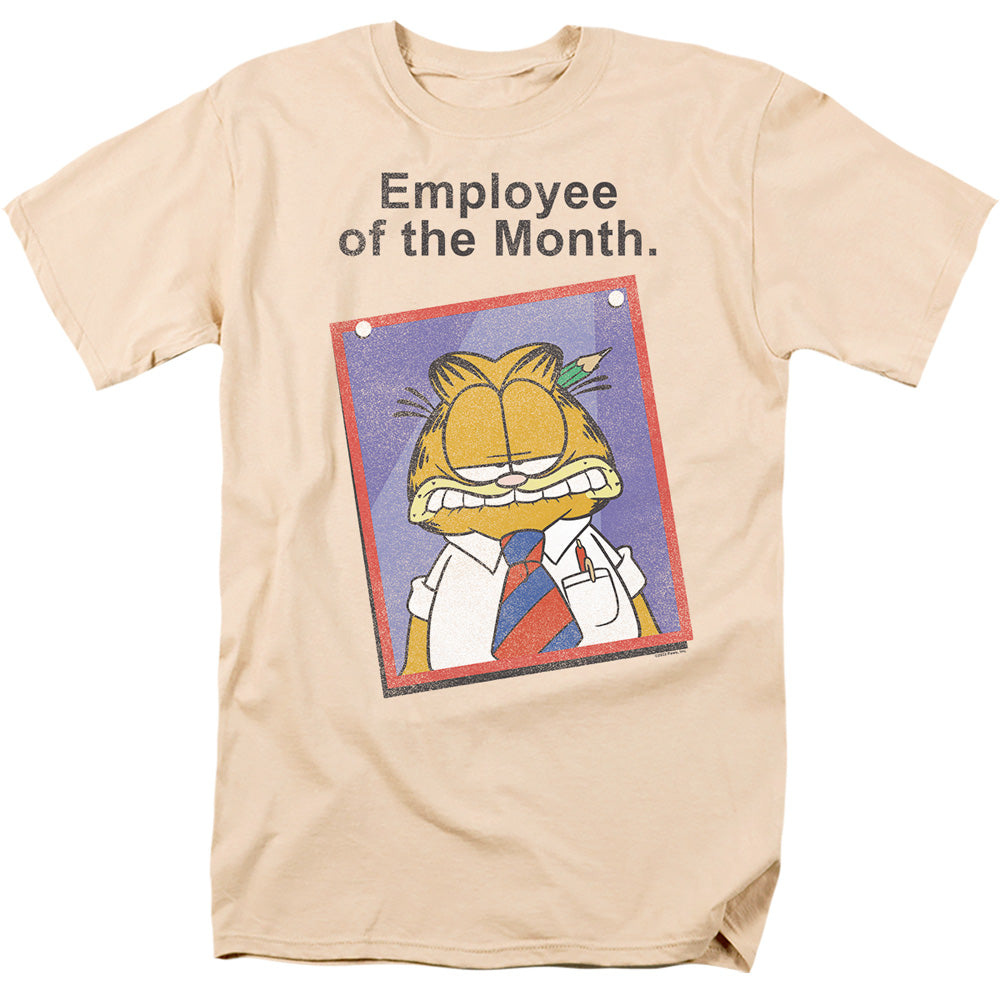 AN OFFCIALLY LICENSED GARFIELD EMPLOYEE OF THE MONTH MEN'S REGULAR FIT T-SHIRT CREAM