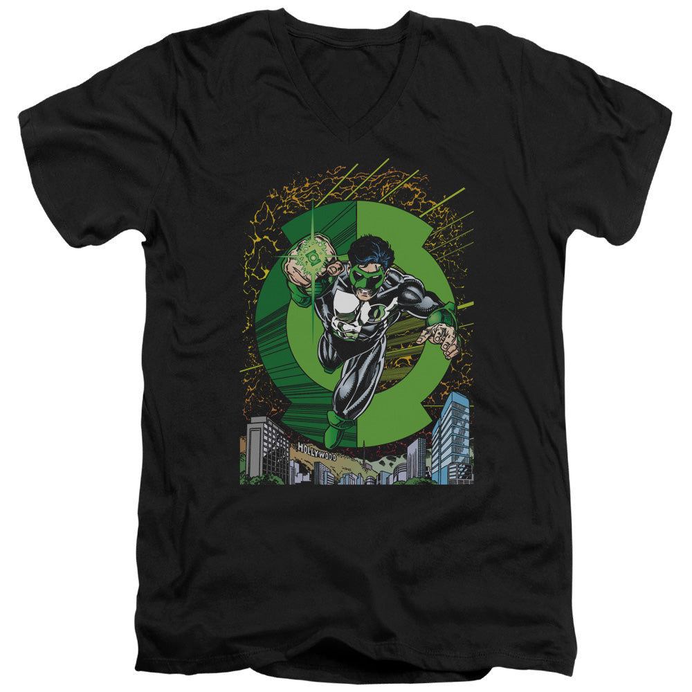 AN OFFCIALLY LICENSED GREEN LANTERN GL #51 COVER MEN'S V-NECK T-SHIRT BLACK