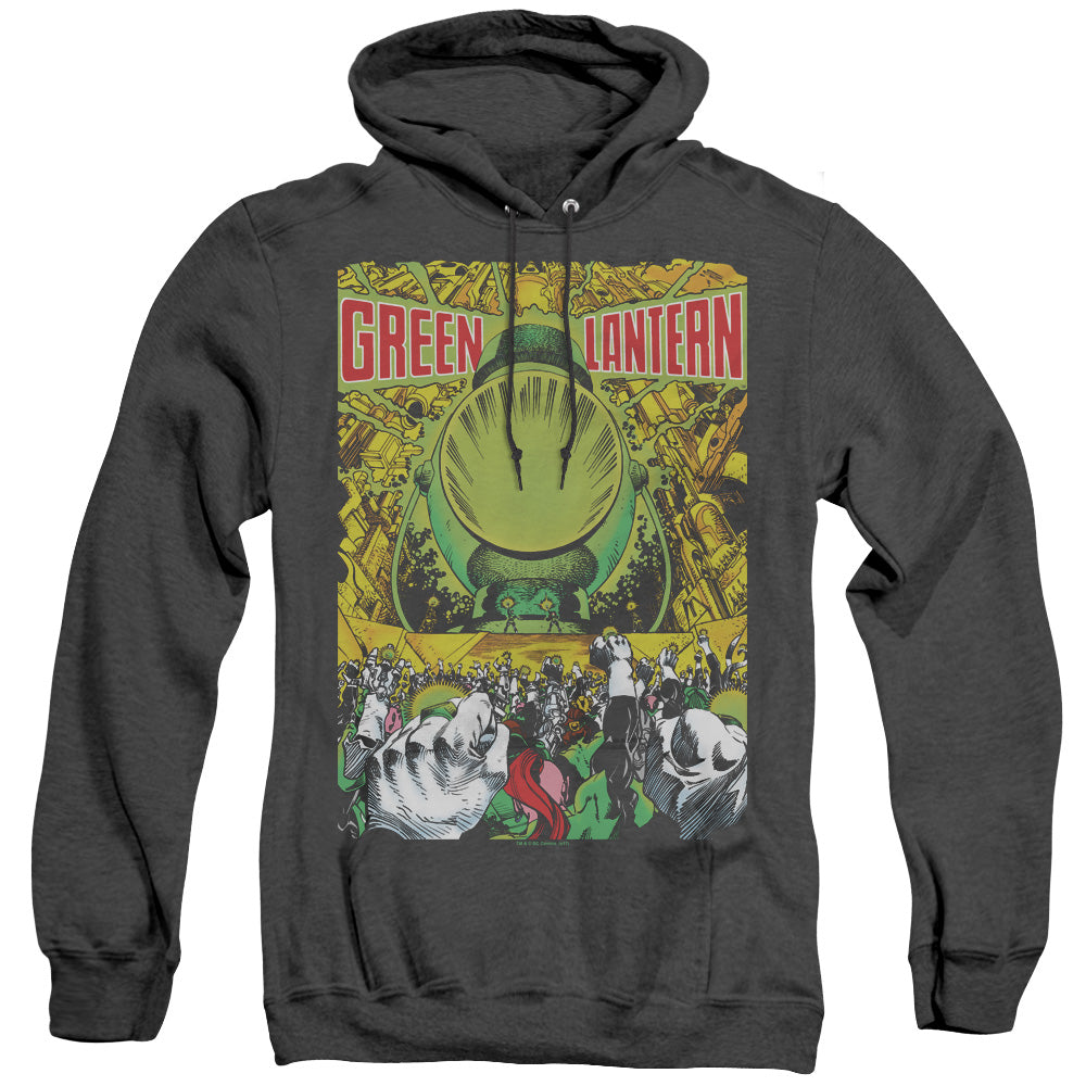 AN OFFCIALLY LICENSED GREEN LANTERN GL #200 COVER ADULT UNISEX HEATHER PULLOVER HOODIE BLACK