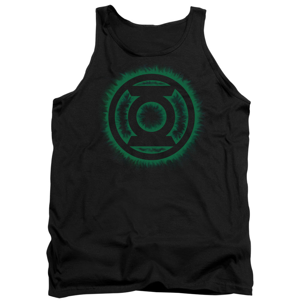 AN OFFCIALLY LICENSED GREEN LANTERN GREEN FLAME LOGO ADULT UNISEX TANK TOP BLACK