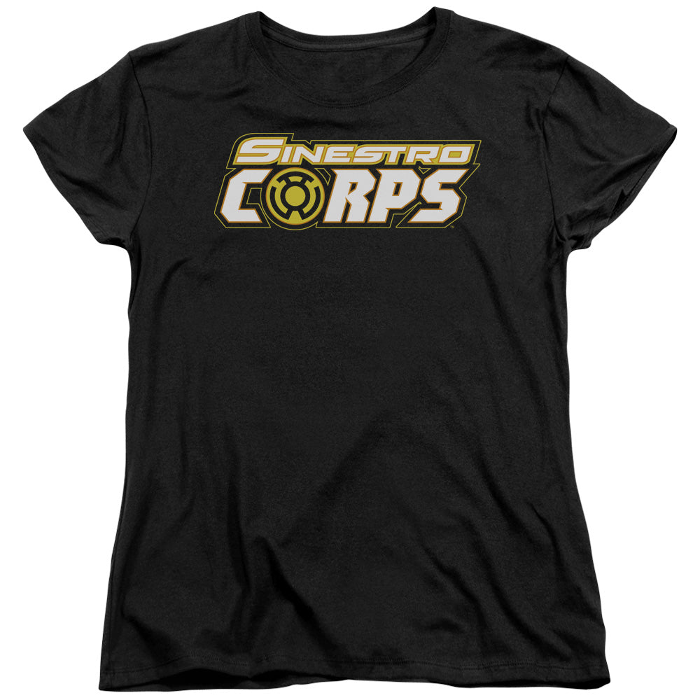 AN OFFCIALLY LICENSED GREEN LANTERN SINESTRO CORPS LOGO WOMEN'S REGULAR FIT T-SHIRT BLACK