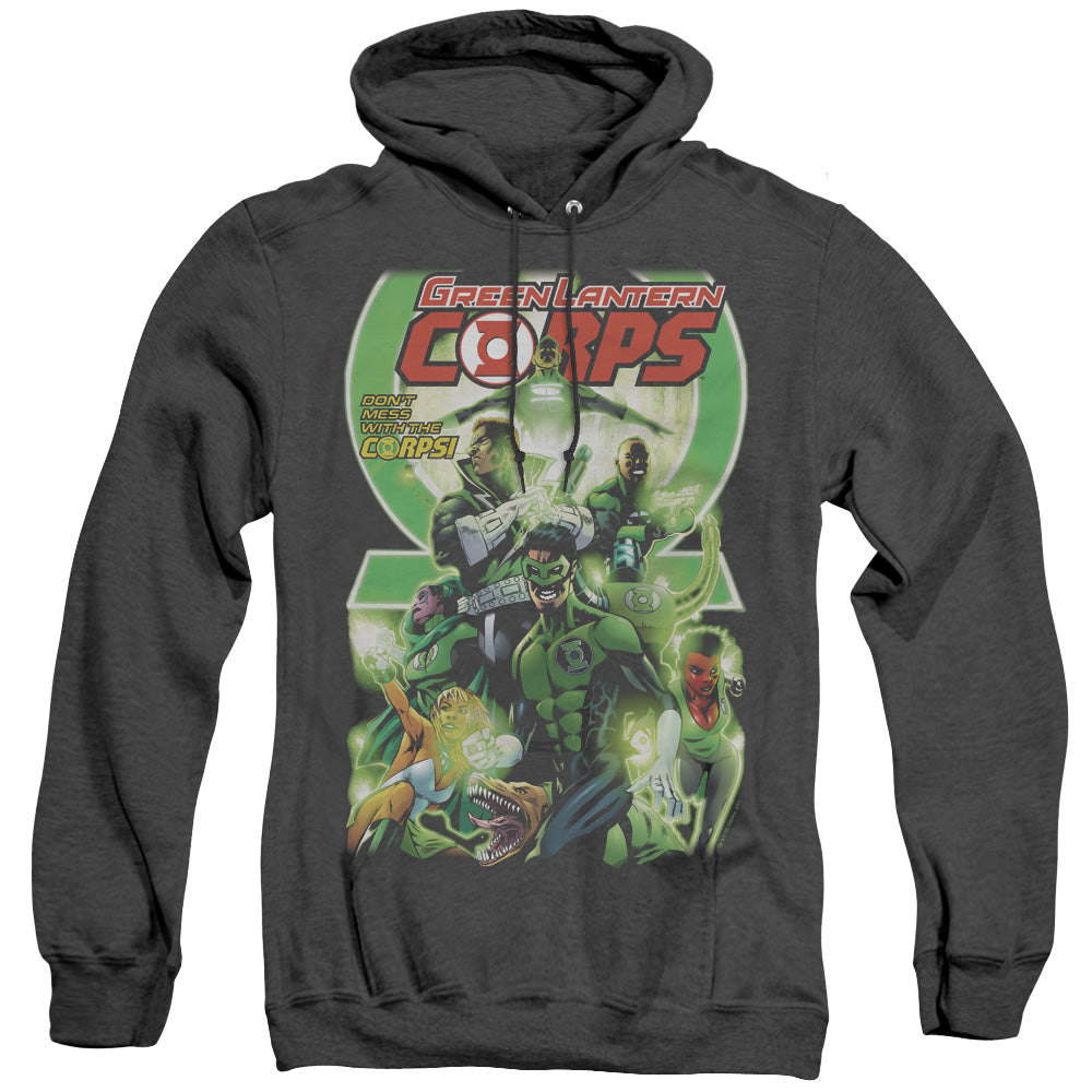 AN OFFCIALLY LICENSED GREEN LANTERN GL CORPS #25 COVER ADULT UNISEX HEATHER PULLOVER HOODIE BLACK