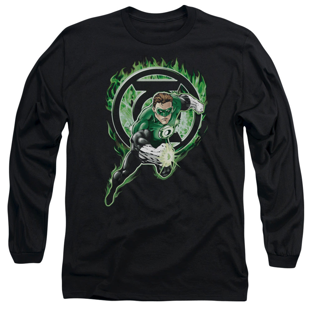AN OFFCIALLY LICENSED GREEN LANTERN SPACE COP MEN'S LONG SLEEVE T-SHIRT BLACK