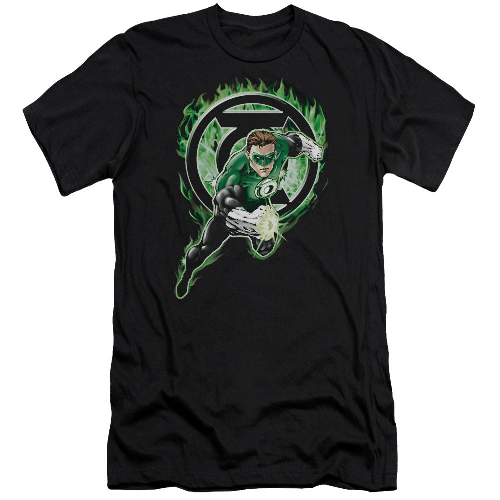 AN OFFCIALLY LICENSED GREEN LANTERN SPACE COP MEN'S PREMIUM SLIM FIT T-SHIRT BLACK