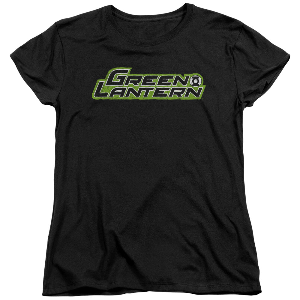 AN OFFCIALLY LICENSED GREEN LANTERN SCRIBBLE TITLE WOMEN'S REGULAR FIT T-SHIRT BLACK