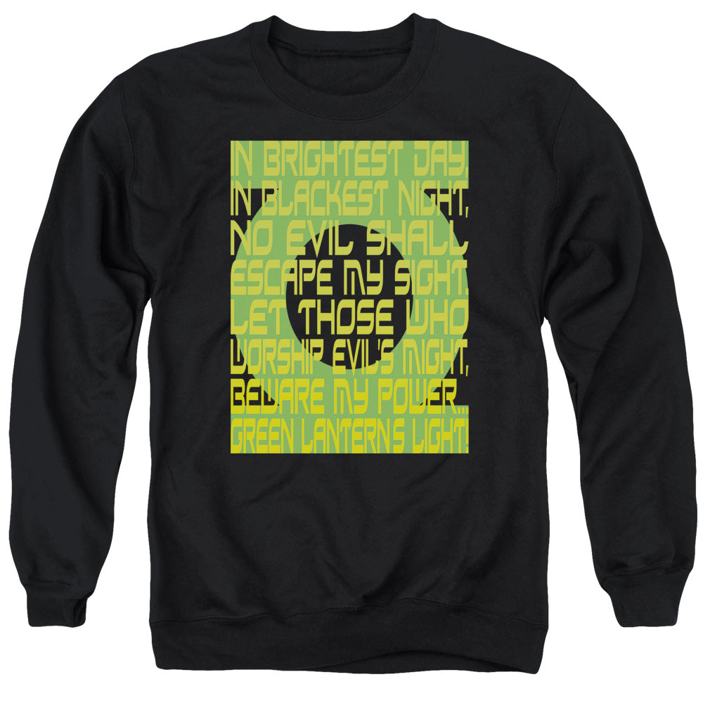 AN OFFCIALLY LICENSED GREEN LANTERN GREEN LANTERN OATH ADULT UNISEX CREWNECK SWEATSHIRT BLACK