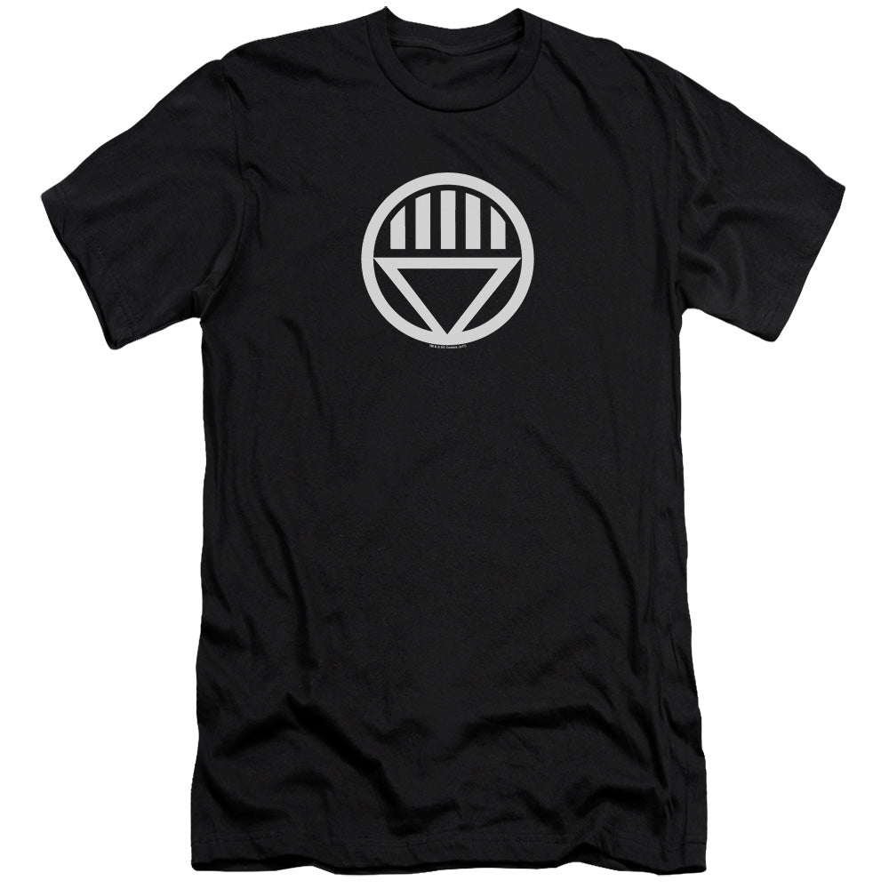 AN OFFCIALLY LICENSED GREEN LANTERN BLACK LANTERN LOGO MEN'S PREMIUM SLIM FIT T-SHIRT BLACK