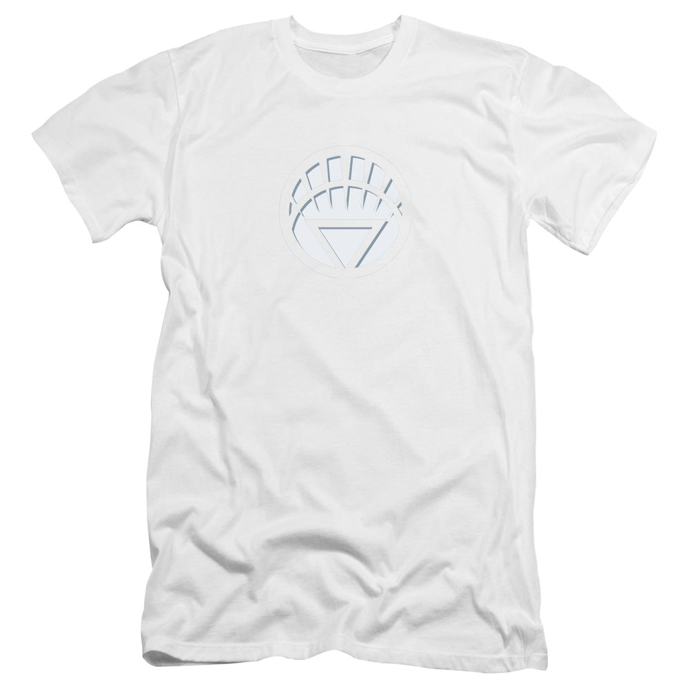 AN OFFCIALLY LICENSED GREEN LANTERN WHITE LANTERN LOGO MEN'S PREMIUM SLIM FIT T-SHIRT WHITE