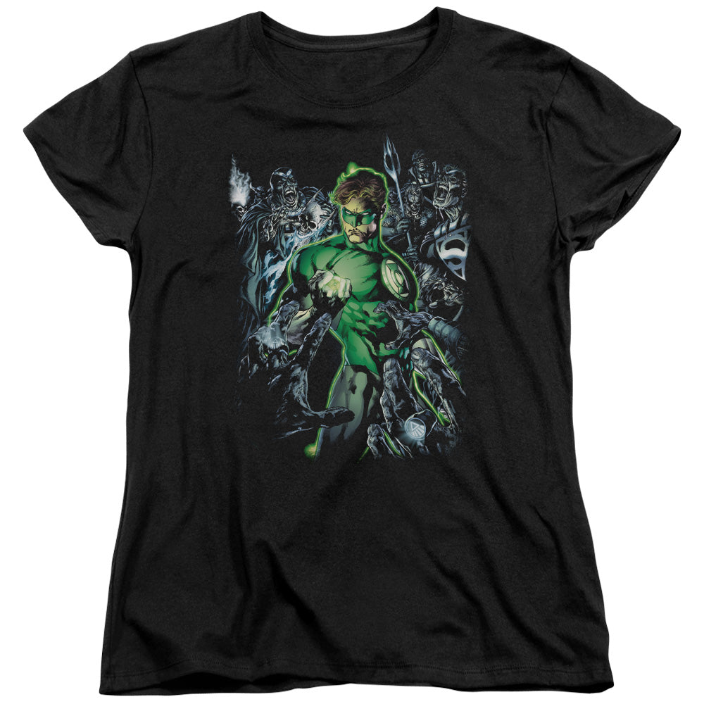 AN OFFCIALLY LICENSED GREEN LANTERN SURROUNDED BY DEATH WOMEN'S REGULAR FIT T-SHIRT BLACK