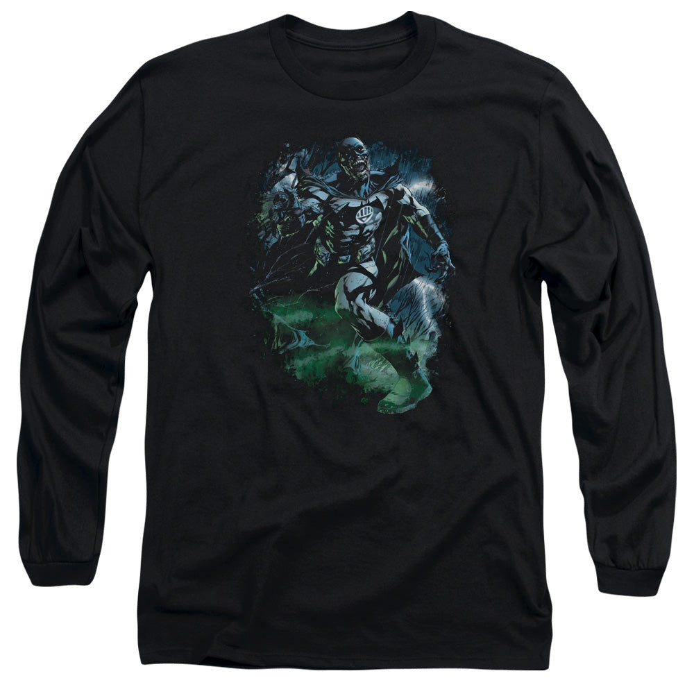AN OFFCIALLY LICENSED GREEN LANTERN BLACK LANTERN BATMAN MEN'S LONG SLEEVE T-SHIRT BLACK