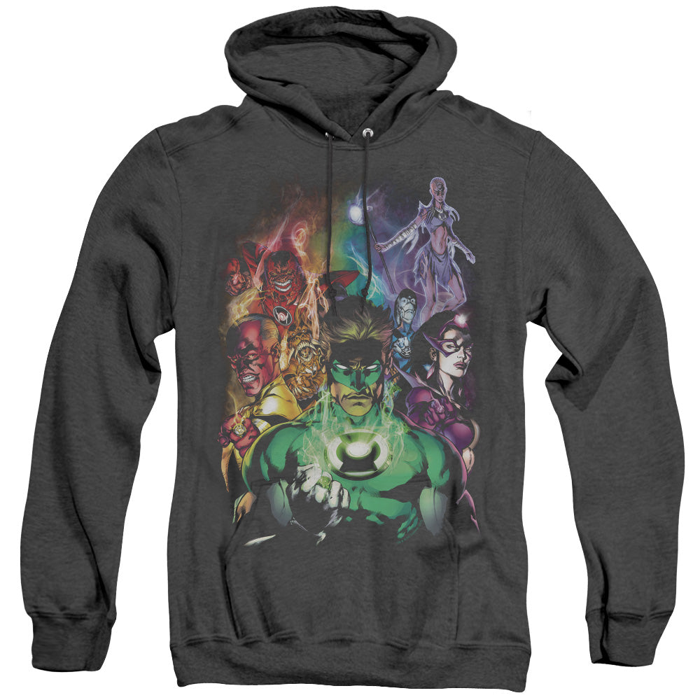 AN OFFCIALLY LICENSED GREEN LANTERN THE NEW GUARDIANS ADULT UNISEX HEATHER PULLOVER HOODIE BLACK