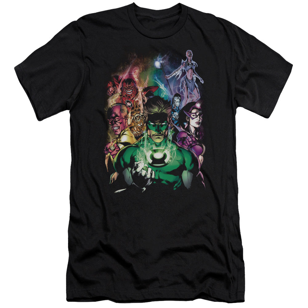 AN OFFCIALLY LICENSED GREEN LANTERN THE NEW GUARDIANS MEN'S PREMIUM SLIM FIT T-SHIRT BLACK