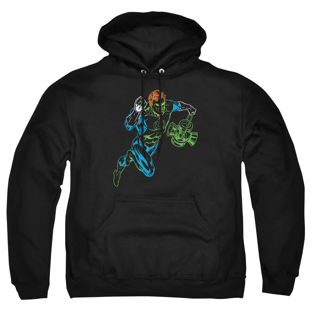 AN OFFCIALLY LICENSED GL NEON LANTERN ADULT UNISEX PULLOVER HOODIE BLACK