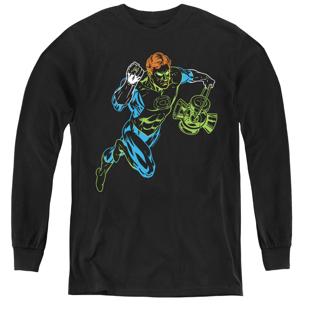 AN OFFCIALLY LICENSED GL NEON LANTERN YOUTH LONG SLEEVE T-SHIRT BLACK