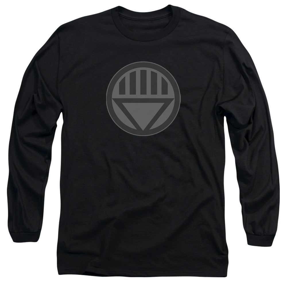 AN OFFCIALLY LICENSED GREEN LANTERN BLACK SYMBOL MEN'S LONG SLEEVE T-SHIRT BLACK