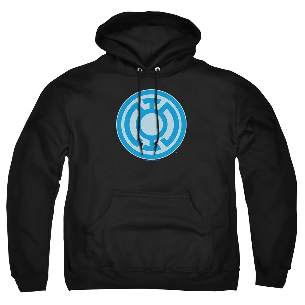 AN OFFCIALLY LICENSED GREEN LANTERN BLUE SYMBOL ADULT UNISEX PULLOVER HOODIE BLACK