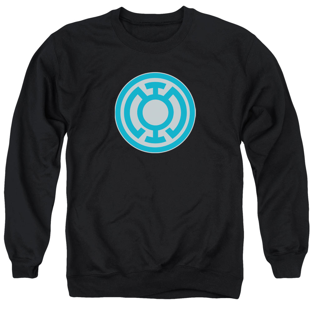 AN OFFCIALLY LICENSED GREEN LANTERN BLUE SYMBOL ADULT UNISEX CREWNECK SWEATSHIRT BLACK