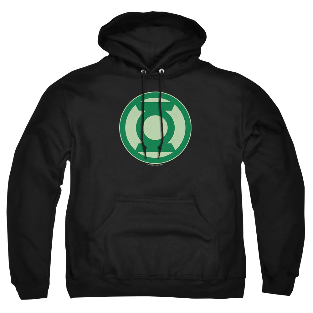 AN OFFCIALLY LICENSED GREEN LANTERN GREEN SYMBOL ADULT UNISEX PULLOVER HOODIE BLACK