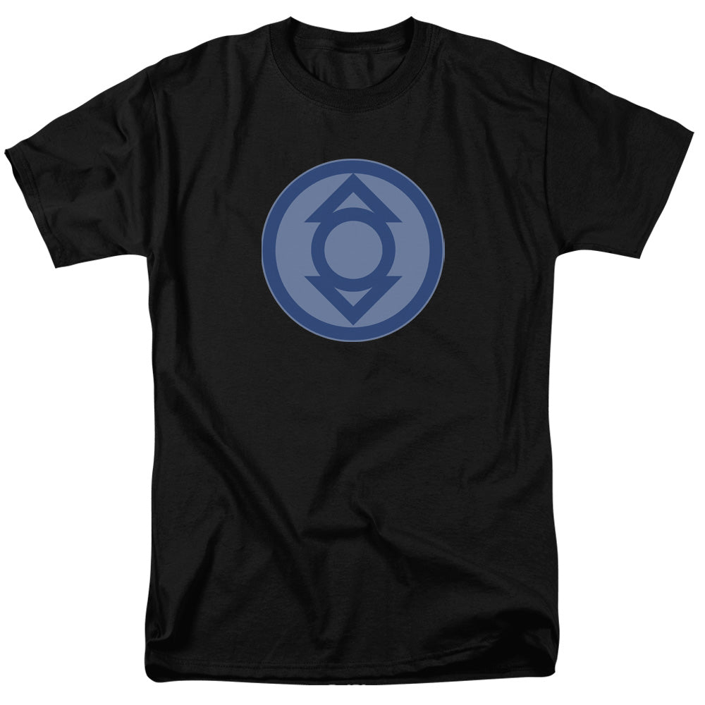 AN OFFCIALLY LICENSED GREEN LANTERN INDIGO SYMBOL MEN'S REGULAR FIT T-SHIRT BLACK