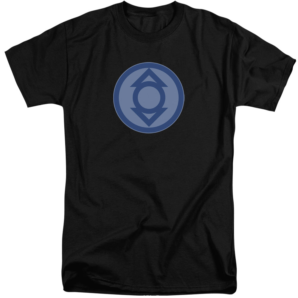 AN OFFCIALLY LICENSED GREEN LANTERN INDIGO SYMBOL MEN'S TALL FIT T-SHIRT BLACK