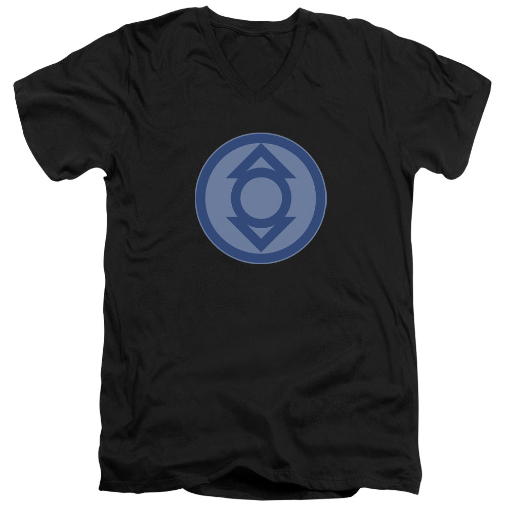 AN OFFCIALLY LICENSED GREEN LANTERN INDIGO SYMBOL MEN'S V-NECK T-SHIRT BLACK