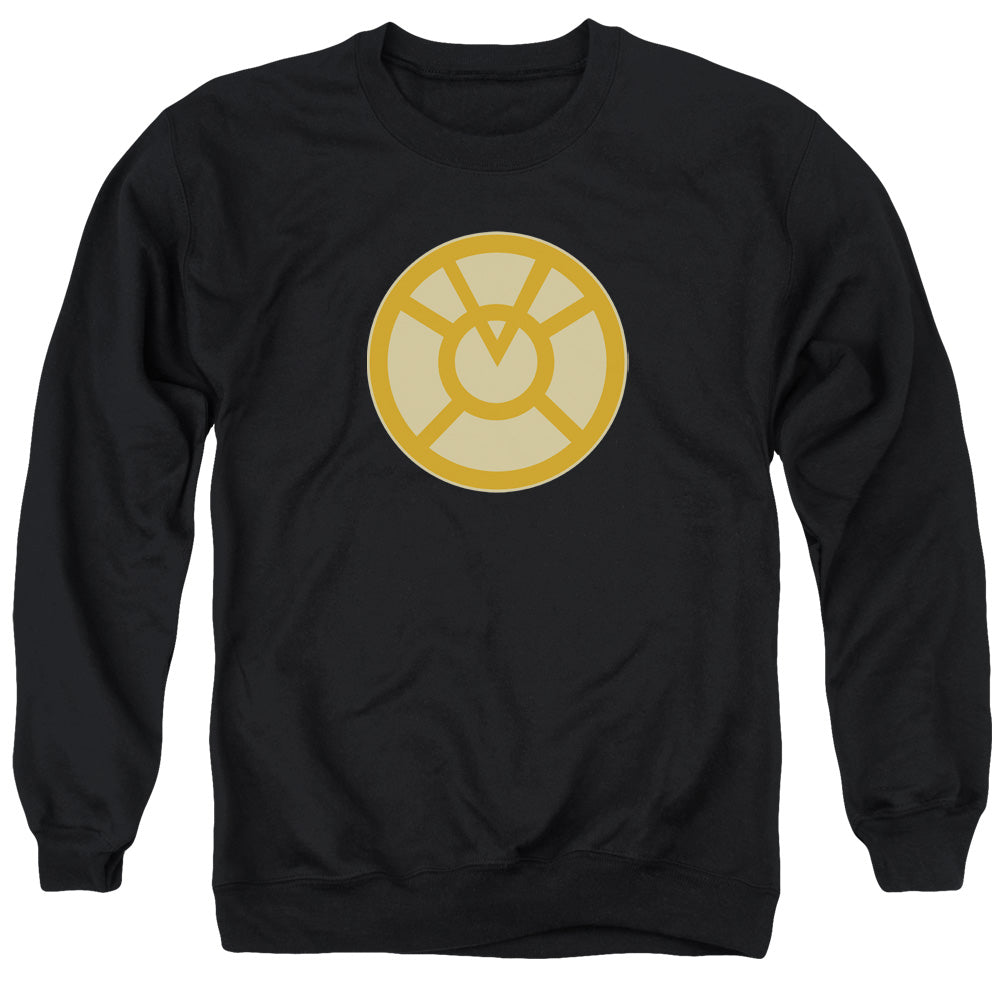 AN OFFCIALLY LICENSED GREEN LANTERN ORANGE SYMBOL ADULT UNISEX CREWNECK SWEATSHIRT BLACK