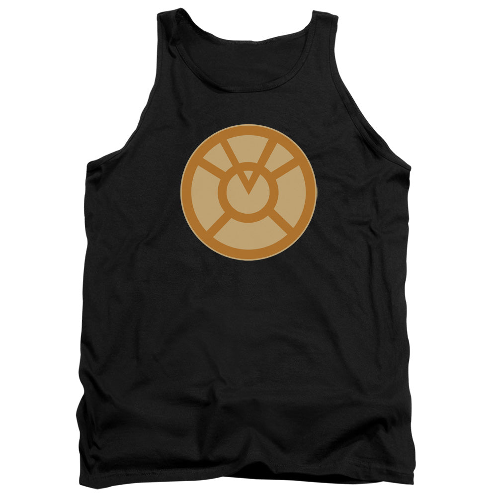 AN OFFCIALLY LICENSED GREEN LANTERN ORANGE SYMBOL ADULT UNISEX TANK TOP BLACK