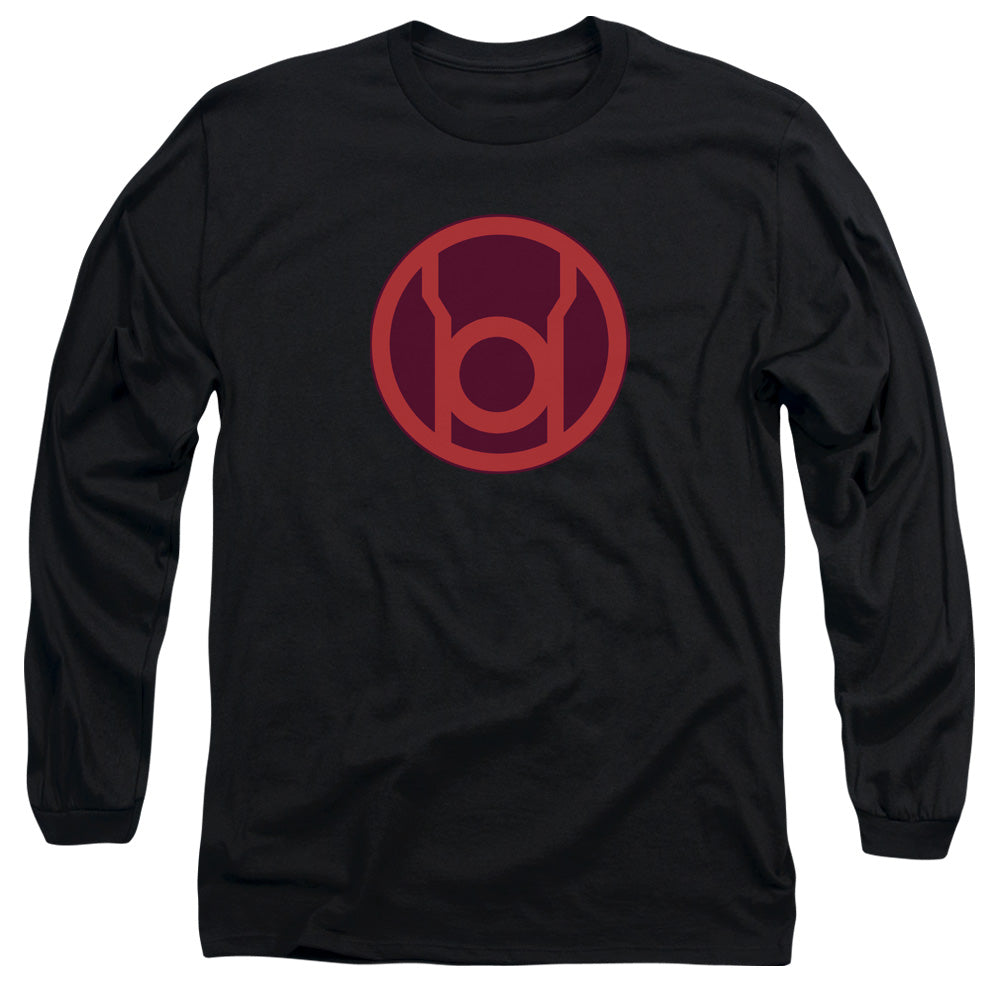 AN OFFCIALLY LICENSED GREEN LANTERN RED SYMBOL MEN'S LONG SLEEVE T-SHIRT BLACK