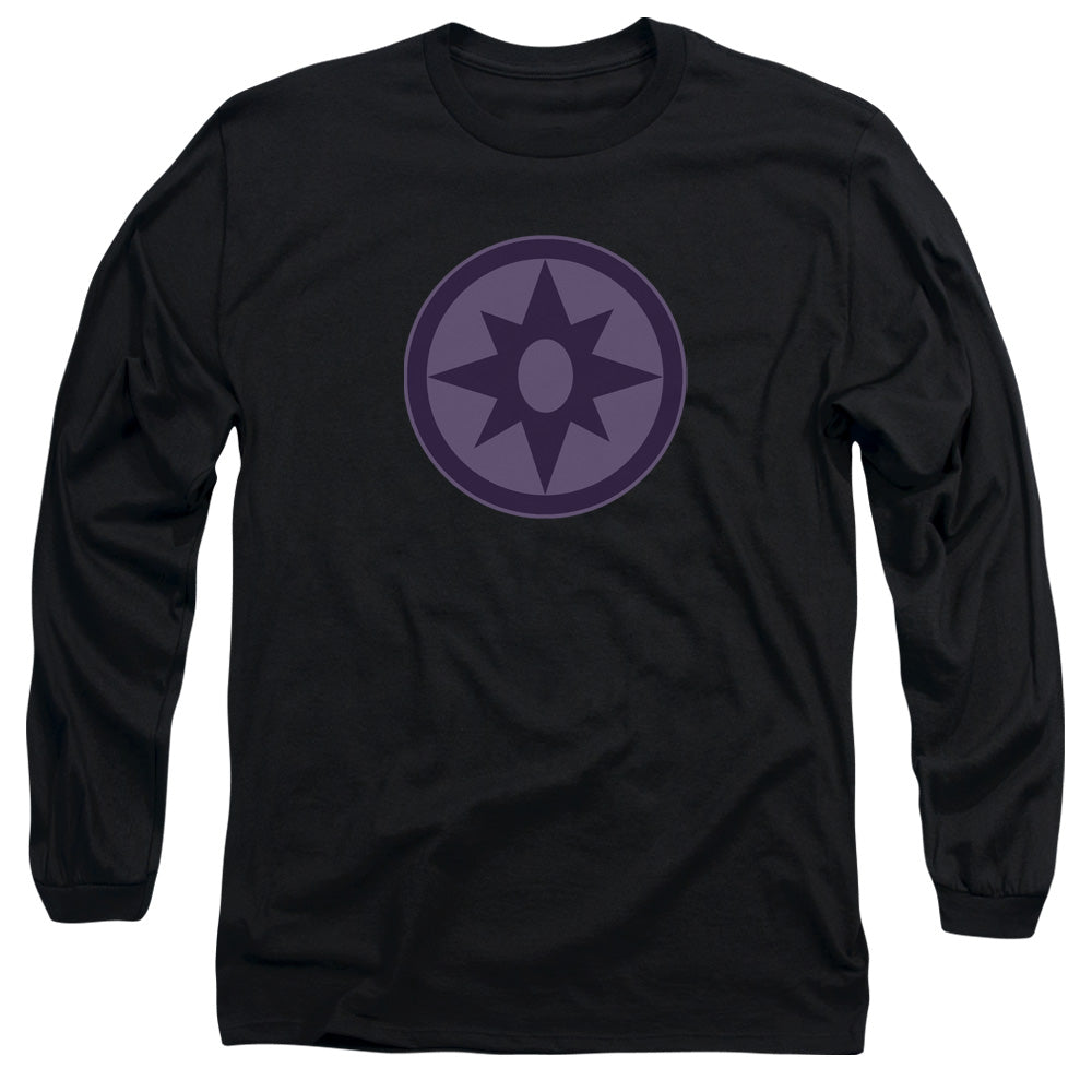AN OFFCIALLY LICENSED GREEN LANTERN SAPPHIRE SYMBOL MEN'S LONG SLEEVE T-SHIRT BLACK
