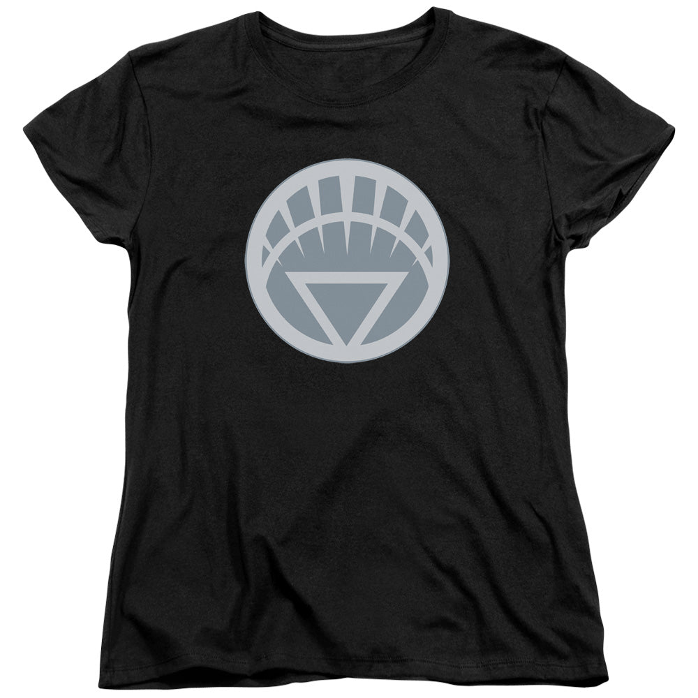 AN OFFCIALLY LICENSED GREEN LANTERN WHITE SYMBOL WOMEN'S REGULAR FIT T-SHIRT BLACK