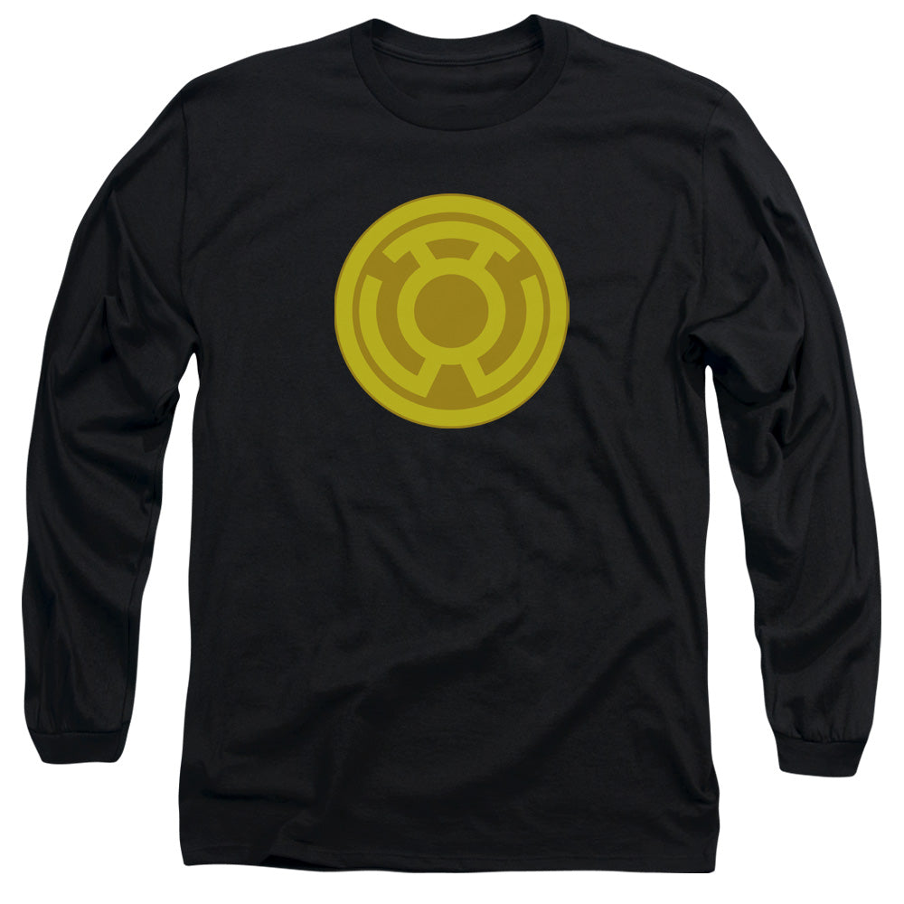 AN OFFCIALLY LICENSED GREEN LANTERN YELLOW SYMBOL MEN'S LONG SLEEVE T-SHIRT BLACK